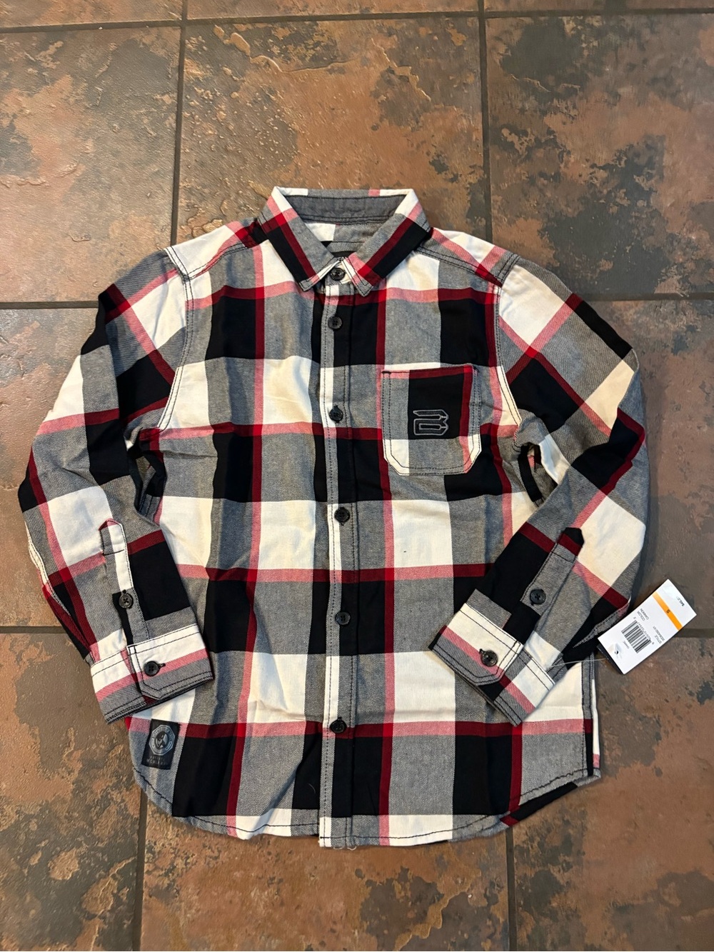 👚Buffalo David Bitton Black, White & Red Plaid Button-Down Shirt